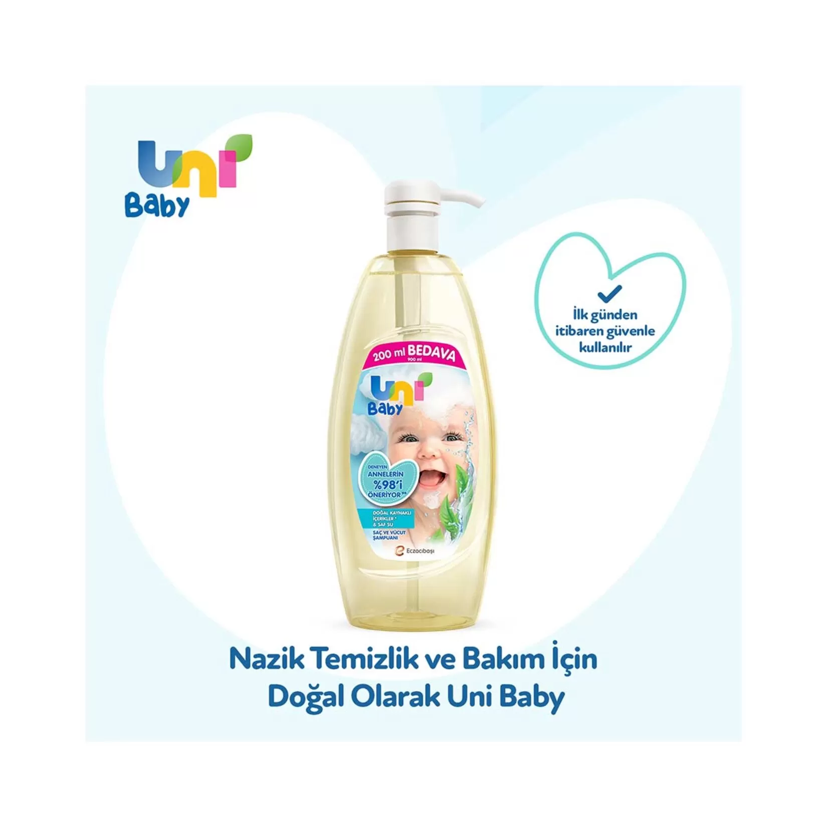 Uni Baby  Saç ve Vücut Şampuanı 4x900 ml