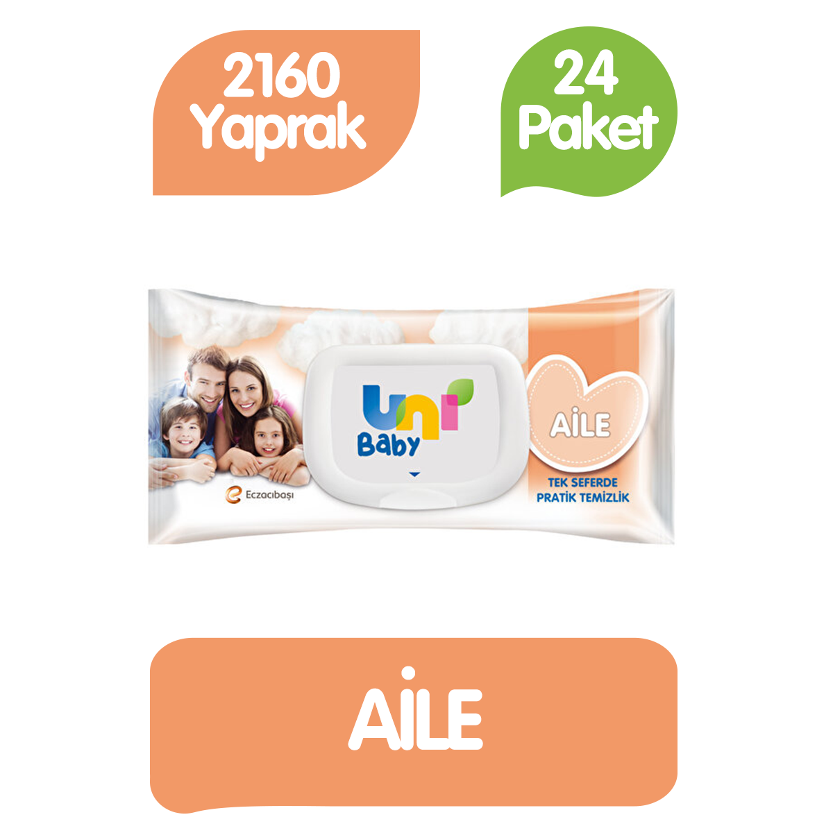 Uni Baby Aile Islak Havlu Mendil 90x24 2160 Yaprak