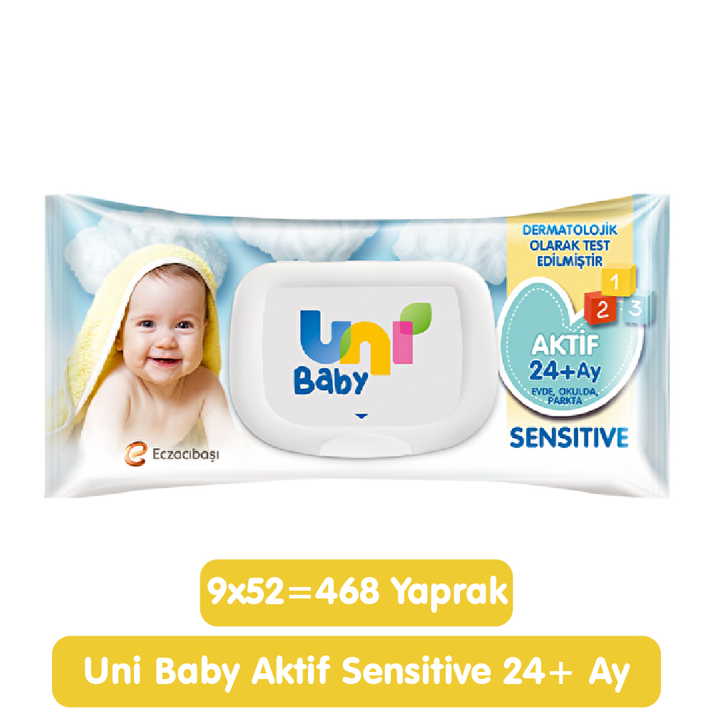 Uni Baby Aktif Sensitive Islak Mendil 9x52 468 Yaprak