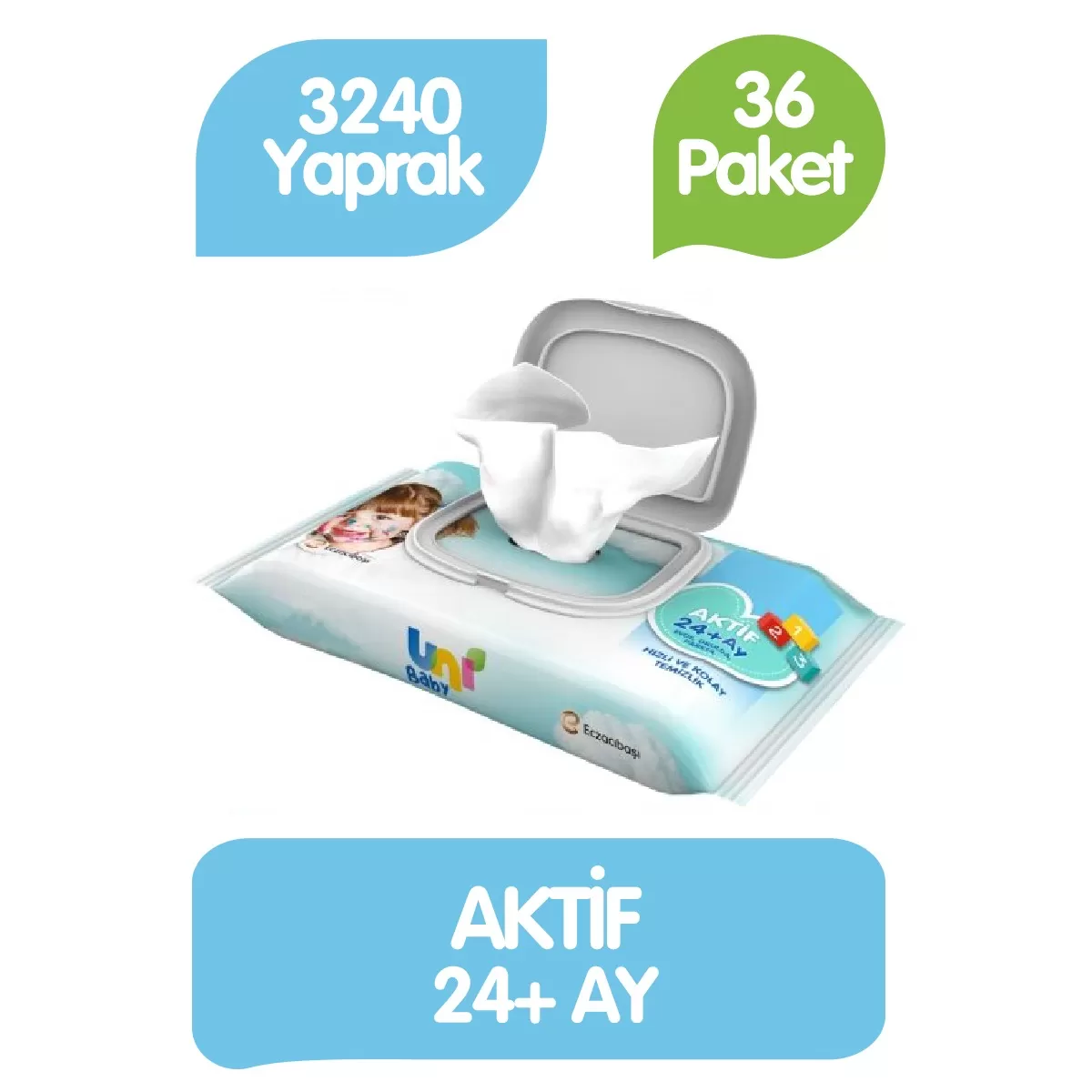 Uni Baby Islak Havlu Kapaklı 90'lı 36 Paket 3240 Yaprak