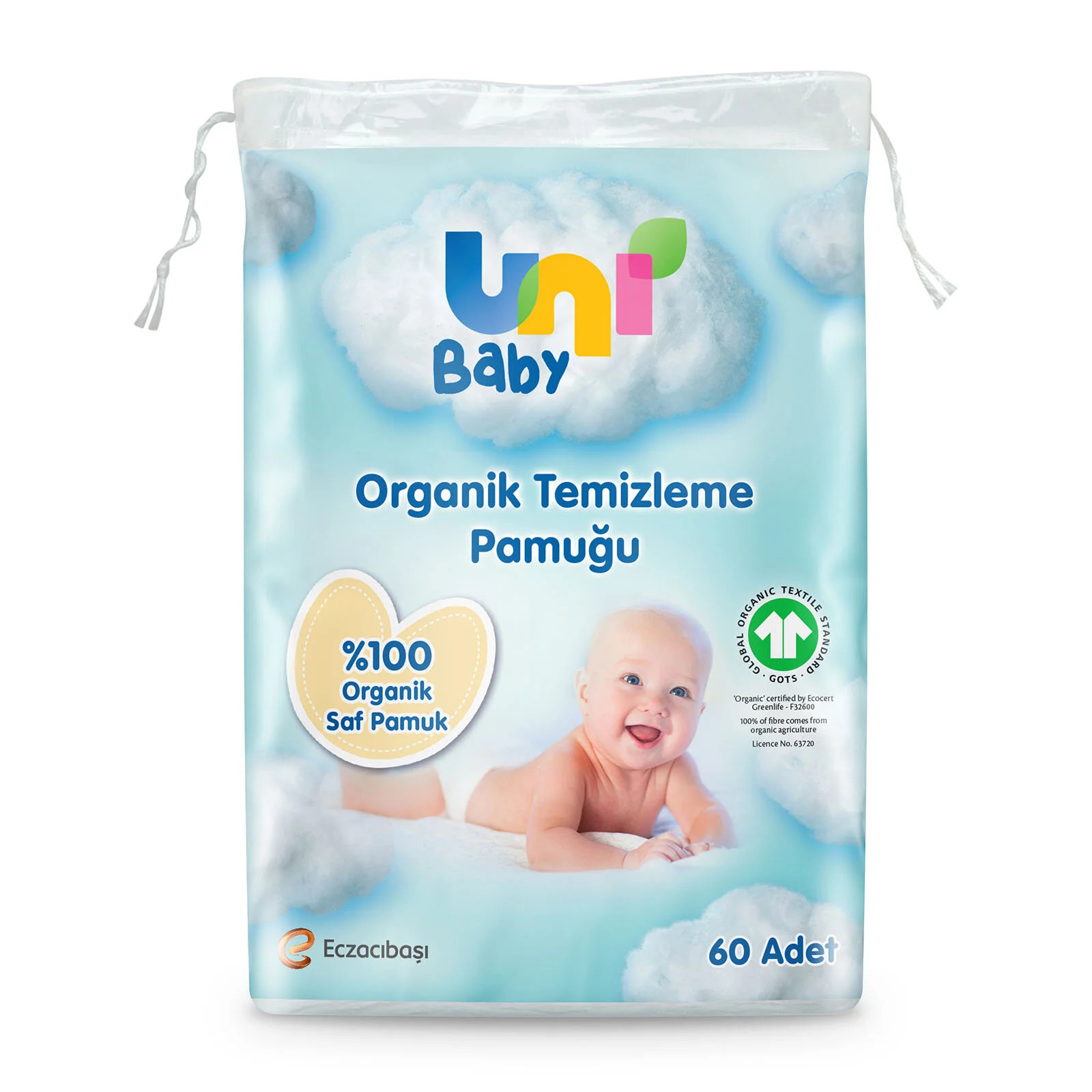 Uni Baby Organik Temizleme Pamuğu 60x5 300 Adet
