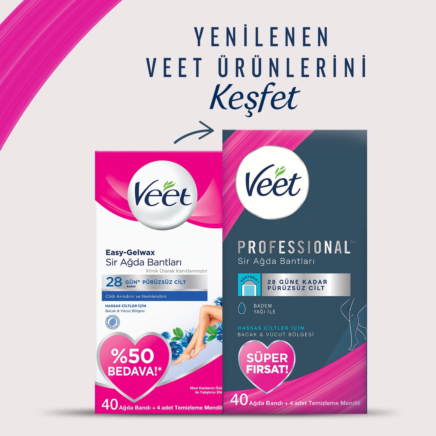 Veet Professıonal Ağda Bandı Hassas 40'lı