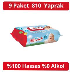 Baby Turco Islak Havlu 90'lı Kapaklı 9 Adet 810 Yaprak