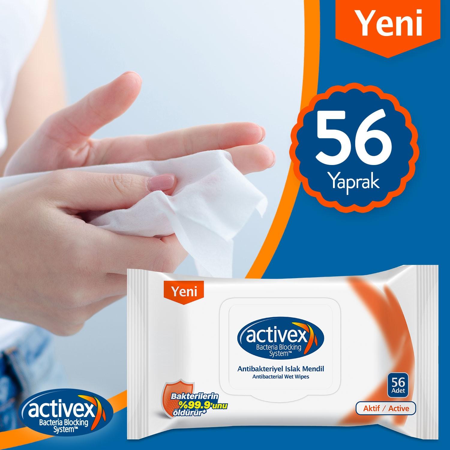 Activex Antibakteriyel Islak Mendil Aktif 56x18 1008 Yaprak