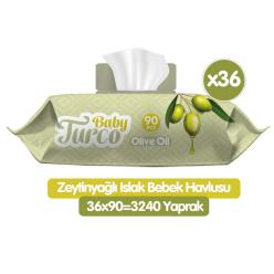 Baby Turco Zeytinyağlı Islak Havlu Mendil 90x36 3240 Yaprak