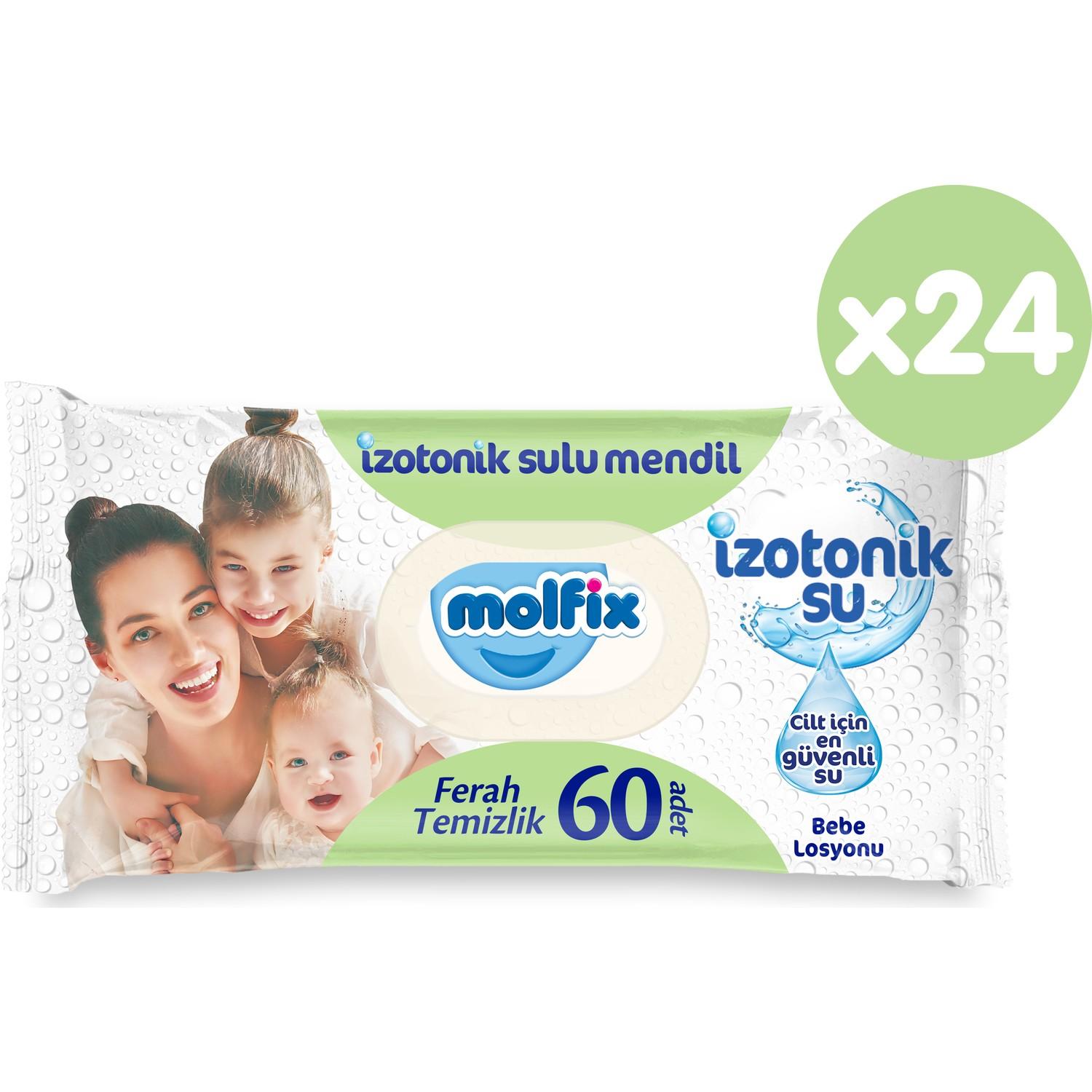 Molfix İzotonik Sulu Islak Mendil Ferah Temizlik 60'lı 24*60 1440 Yaprak