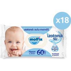Molfix İzotonik Sulu Islak Mendil Hassas Ciltler 60'lı 18*60 1080 Yaprak