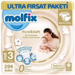 Molfix Pure Soft Ultra Avantaj Bebek Bezi 3 Beden 98x3 294 Adet