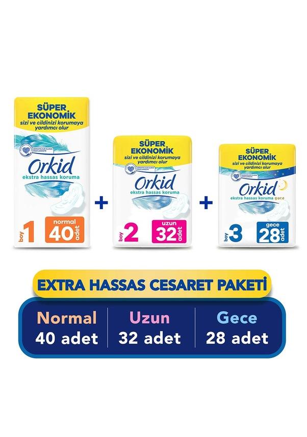 Orkid Extra Hassas Koruma Ped (Gece+Uzun+Normal) 100 Adet