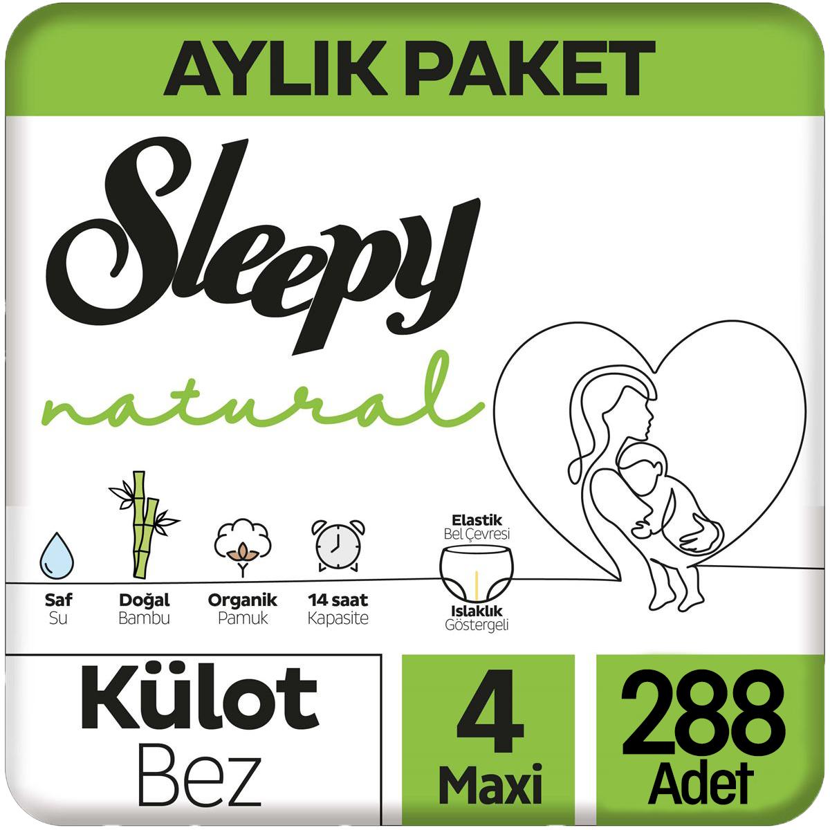 Sleepy Natural 4 Beden Külot Bebek Bezi 96x3 288 Adet