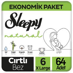 Sleepy Natural Bebek Bezi Ekonomik Paket 6 Beden 32x2 64 Adet