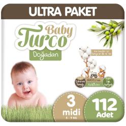 Baby Turco Doğadan Ultra Paket 3 Beden Bebek Bezi 112 Adet