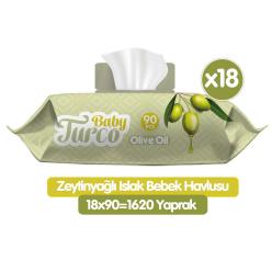 Baby Turco Zeytinyağlı Islak Havlu Mendil 90x18 1620 Yaprak