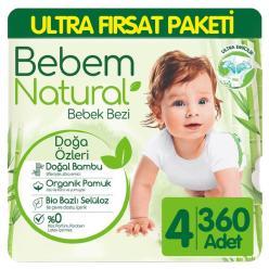 Bebem Natural Bebek Bezi Ultra Fırsat Paketi 4 Beden 90x4 360 Adet