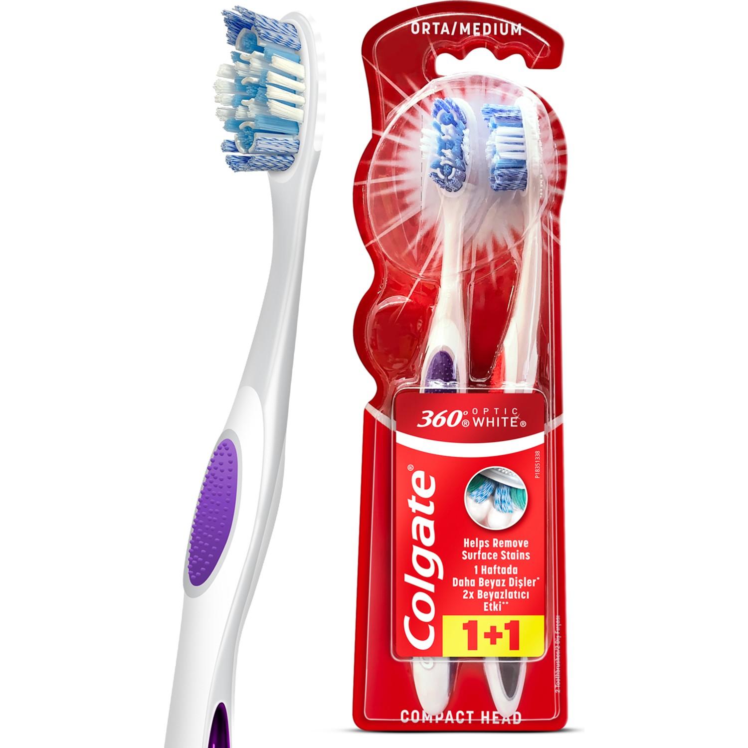 Colgate 360 Optik Beyaz Beyazlatıcı Diş Fırçası 1+1