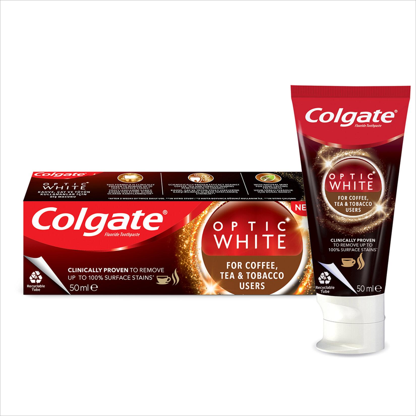 Colgate Optic White Kahve Çay ve Tütün Kullanıcıları İçin Diş Macunu 50 Ml