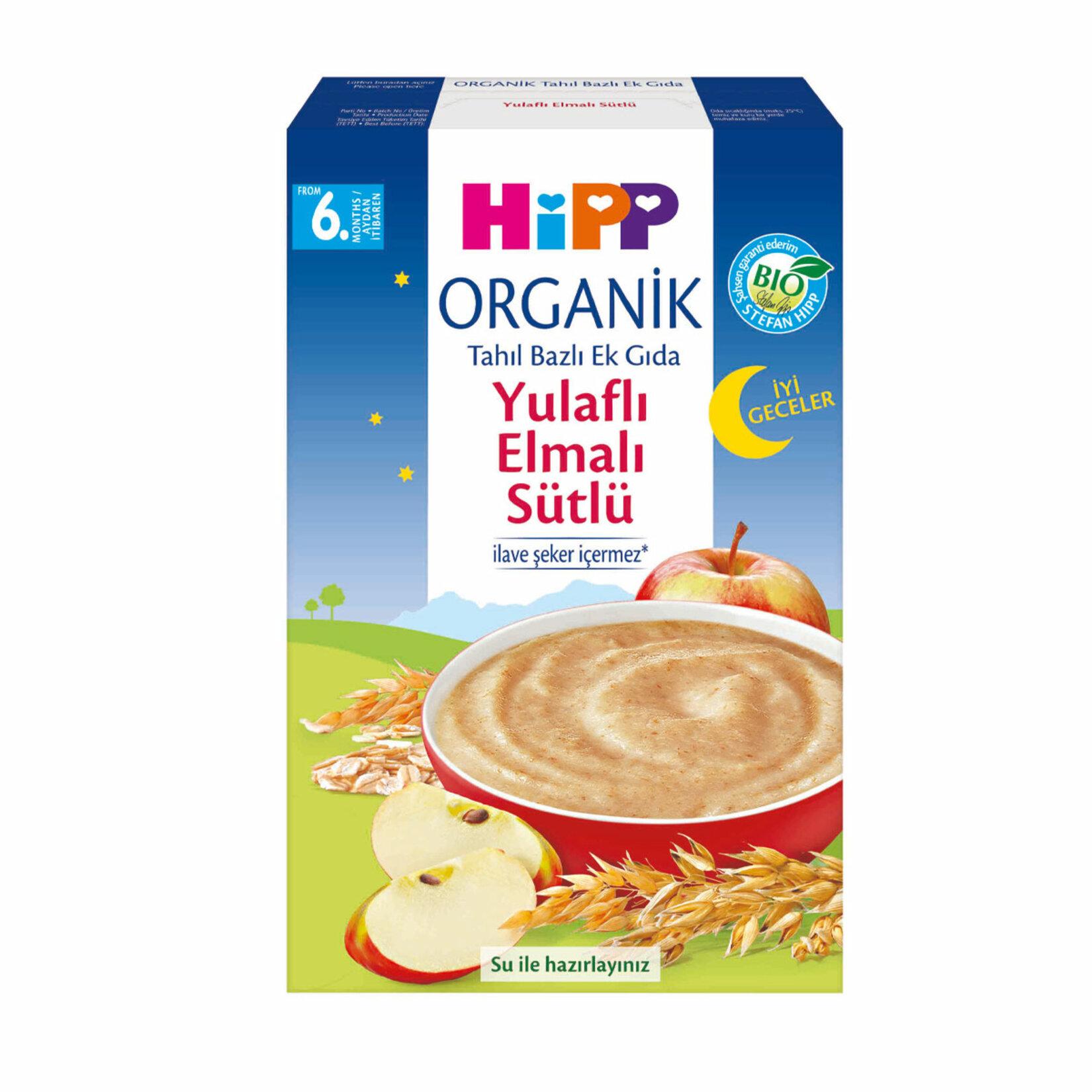 Hipp Organik İyi Geceler Yulaflı Elmalı Sütlü Kaşık Mama 250 gr 3'lü Paket