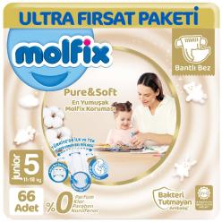 Molfix Pure Soft Ultra Avantaj Bebek Bezi 5 Beden 66 Adet