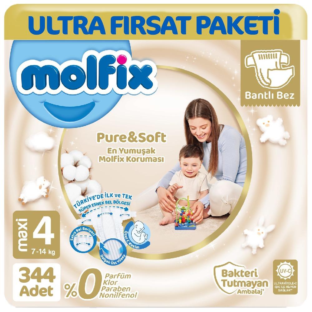 Molfix Pure Soft Ultra Avantaj Bebek Bezi 4 Beden 86x4 344 Adet