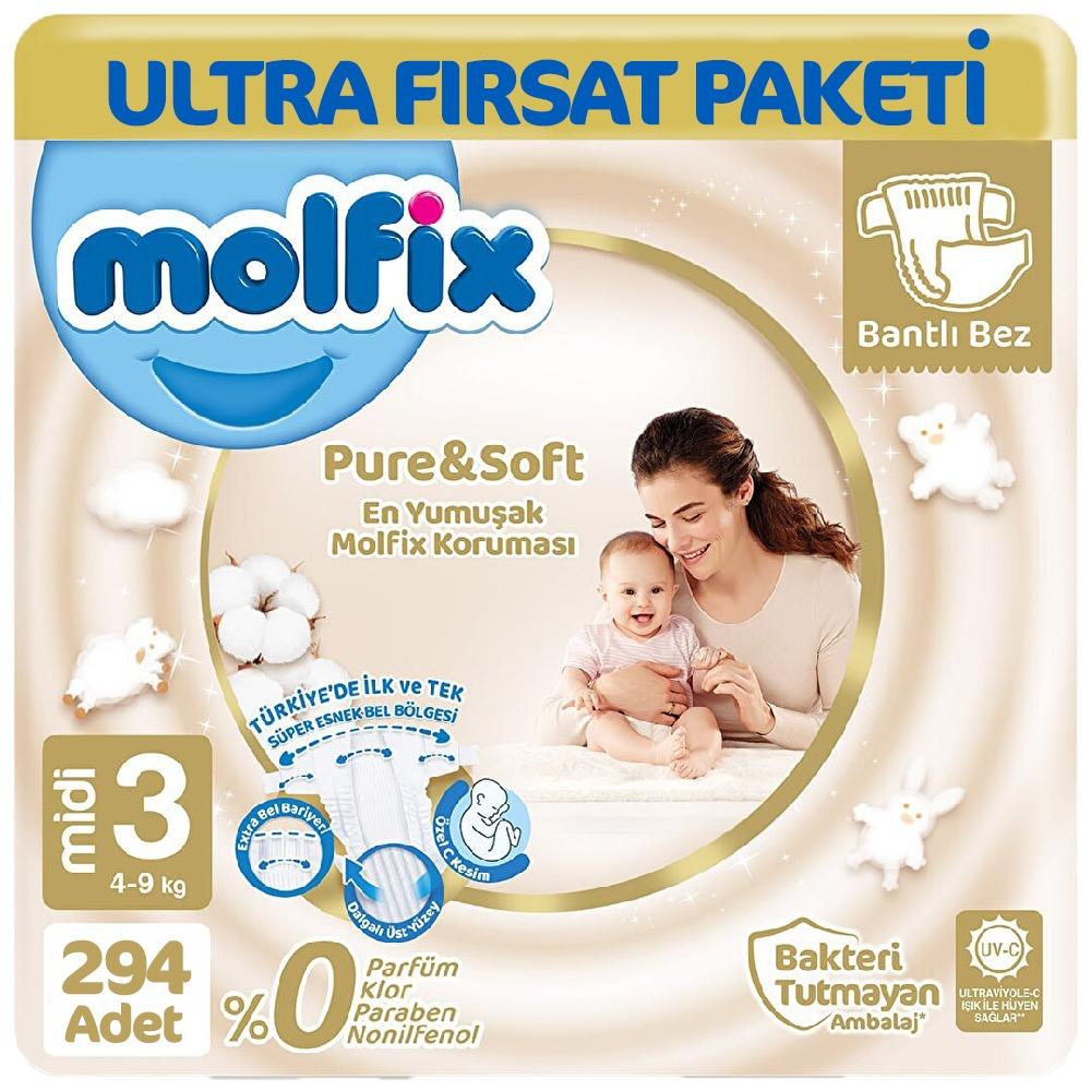 Molfix Pure Soft Ultra Avantaj Bebek Bezi 3 Beden 98x3 294 Adet