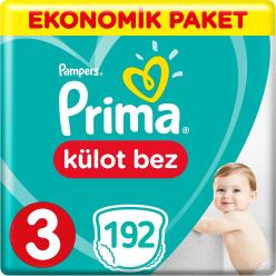 Prima Külot Bebek Bezi 3 Beden Ekonomik Paket 6-11 Kg (3*64) 192 Adet