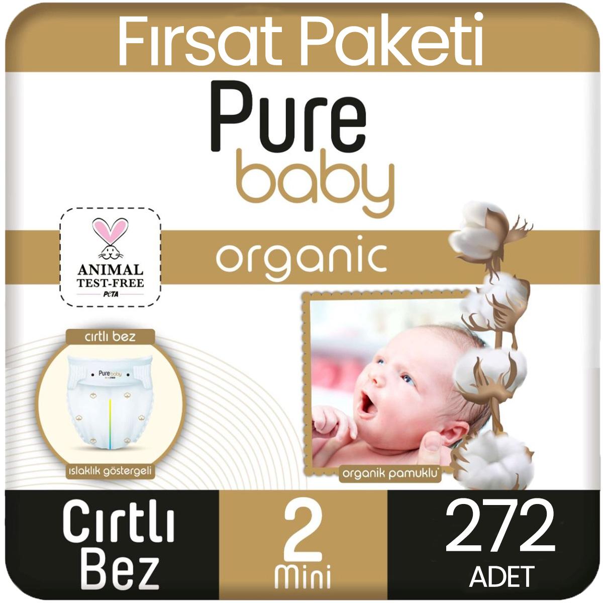 Pure Baby Organik Pamuklu Bebek Bezi 2 Beden 68*4 272 Adet