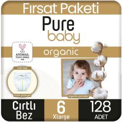 Pure Baby Organik Pamuklu Bebek Bezi 6 Beden 32*4 128 Adet