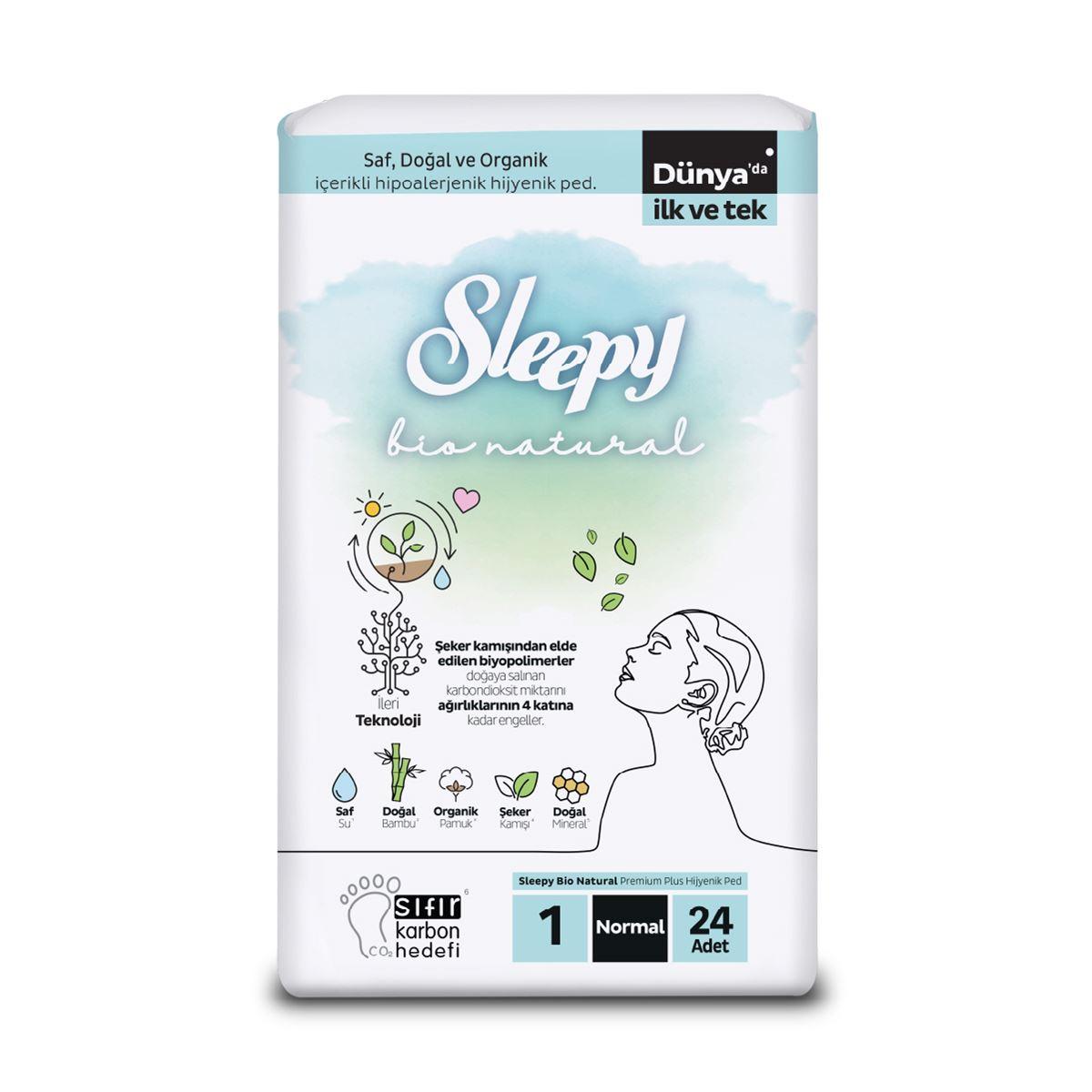 Sleepy Bio Natural Premium Plus Hijyenik Ped Normal 24x6 144 Adet Ped