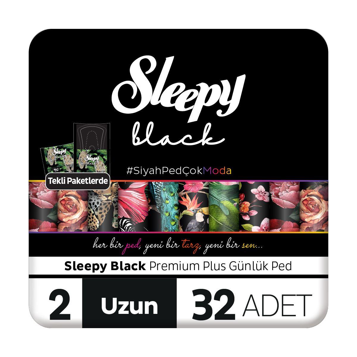Sleepy Black Premium Plus Günlük Ped Uzun 32x4 128 Adet Ped