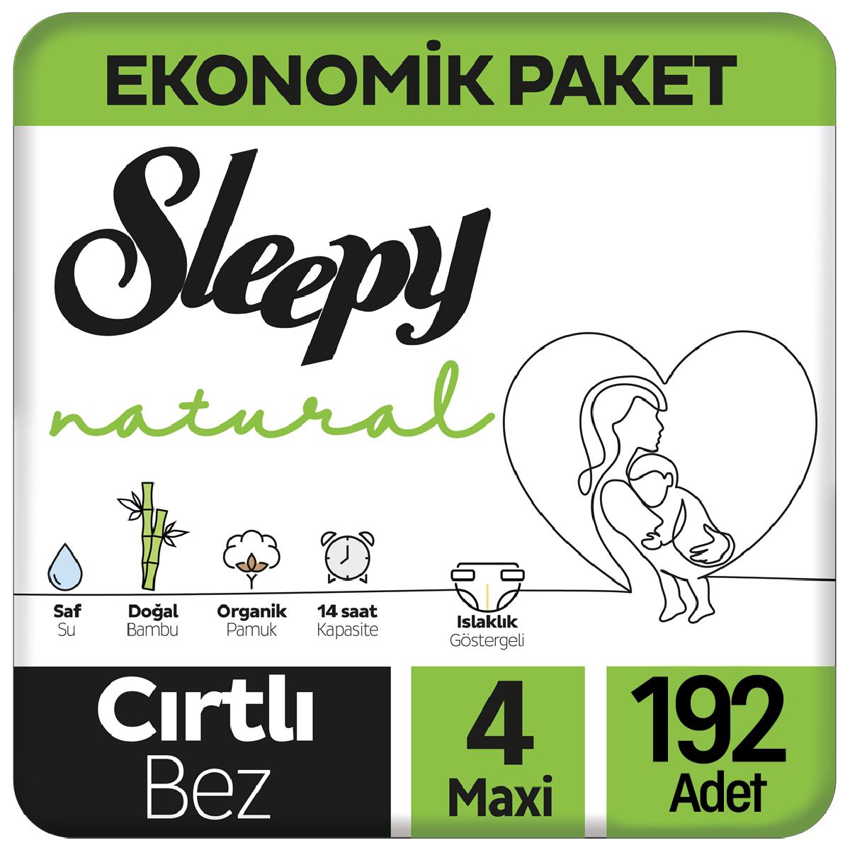 Sleepy Natural Bebek Bezi Ekonomik Paket 4 Beden 48x4 192 Adet